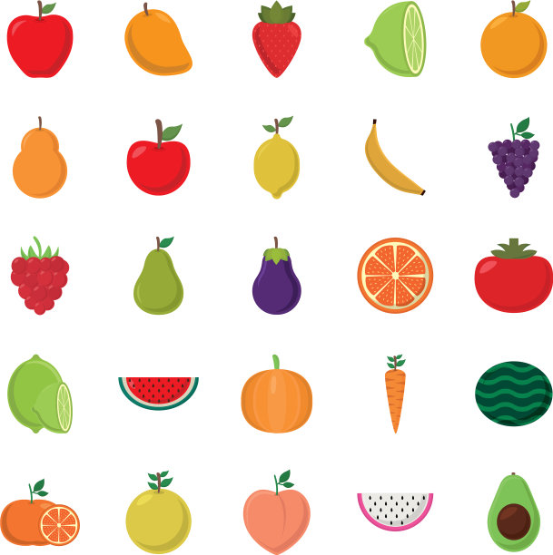 水果平面风格图标集设计图片下载