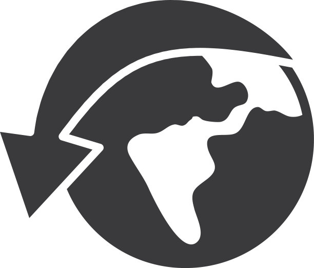 箭头和地球剪影风格图标图片下载
