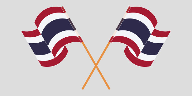 交叉挥舞泰国国旗图片下载