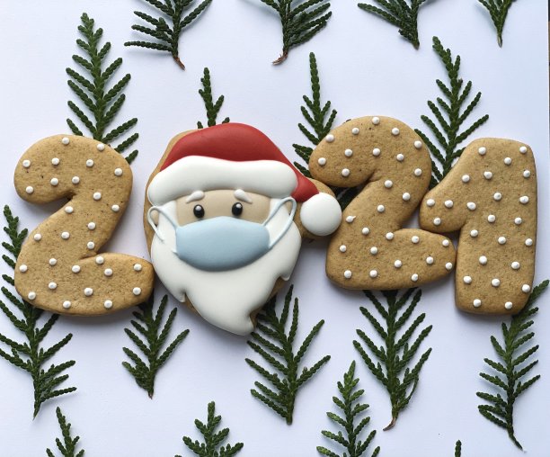 戴面具的圣诞老人。概念上的寒假图片下载