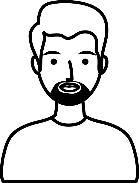 卡通男子与胡子图标线风格图片下载