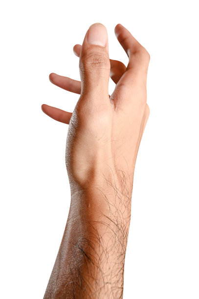 男性白种人伸手准备帮助或接受。手势孤立在白色背景。图片下载