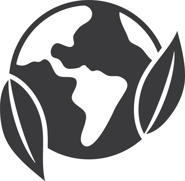 地球行星和树叶图标剪影风格图片下载