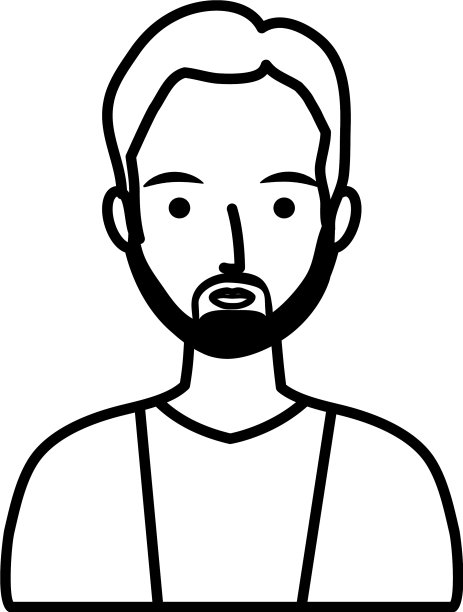 卡通成人男子与胡子线风格图片下载