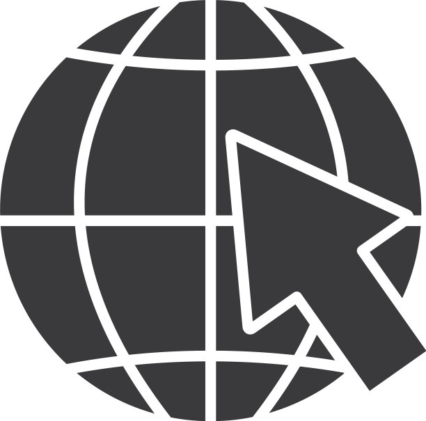 带有光标箭头图标轮廓的地球图片下载