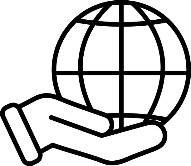 手与全球网络图标线条风格图片下载