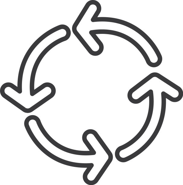 圆形线条风格的四个箭头图片下载