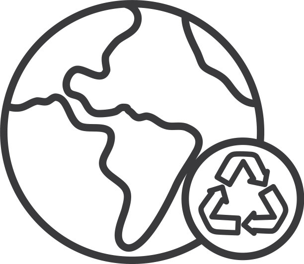 带有回收标志的地球行星图标线条风格图片下载