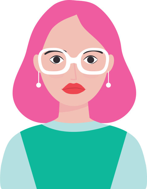 卡通潮女人与眼镜平风格图片下载
