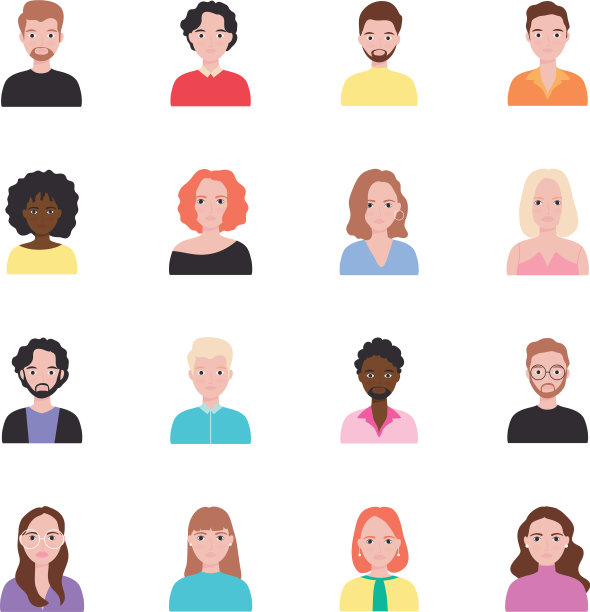 阿凡达男人和人的图标设置平风格图片下载