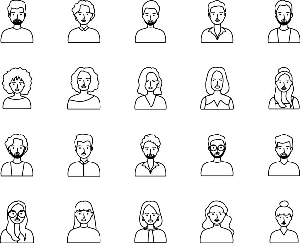 阿凡达年轻人图标设置线条风格图片下载