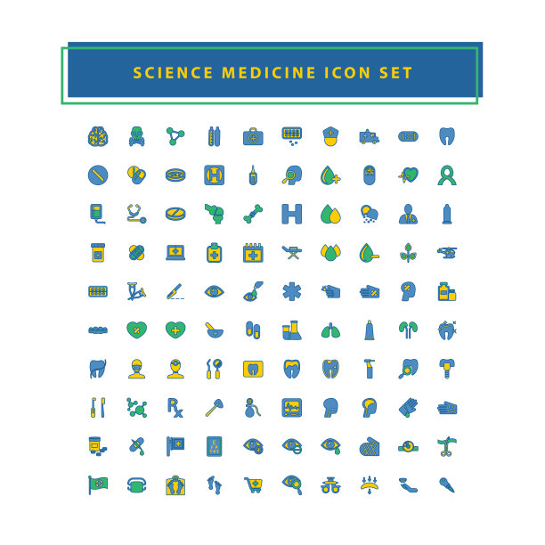 设置填充轮廓样式的医疗图标图片下载
