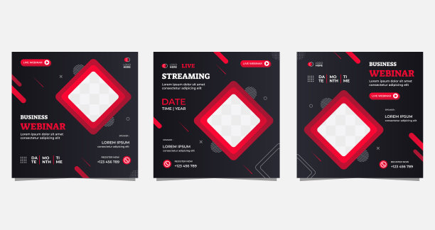 商务网络研讨会的社交媒体帖子模板集图片下载