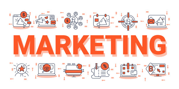 市场营销的概念。文字、图标组成横幅图片下载