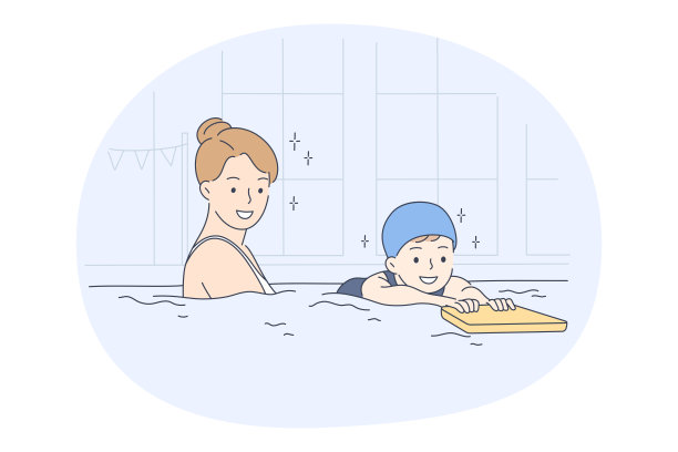 游泳池里的母子图片下载