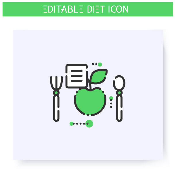 健康食谱图标。可编辑的图片图片下载