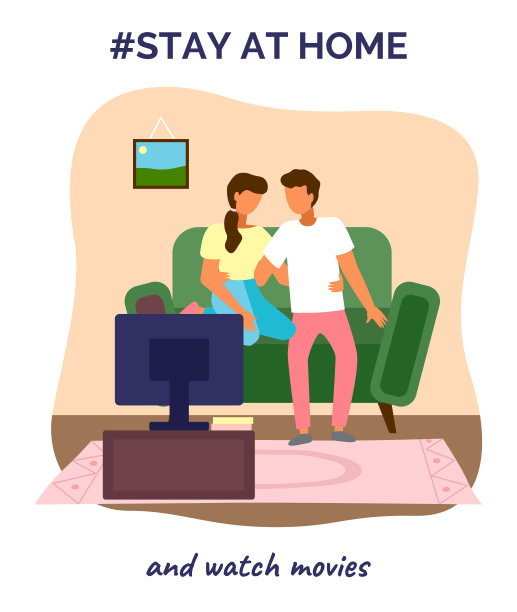 呆在家里看电影，休闲时间，夫妻在家里一起放松，病毒流行图片下载