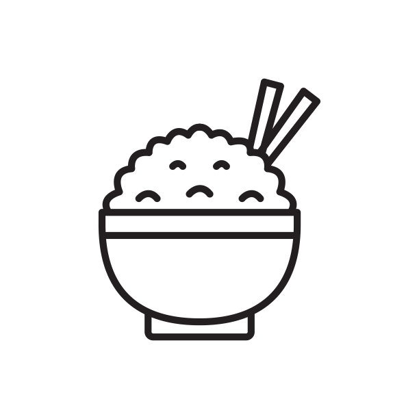 米饭在碗的轮廓图标矢量图形设计，标志，网站，社交媒体，手机应用程序，插图图片下载