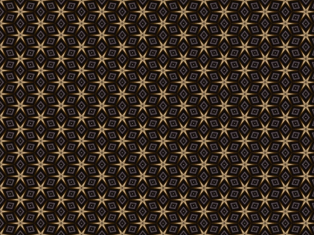 无缝星形图案在黄金上的黑色背景图片下载