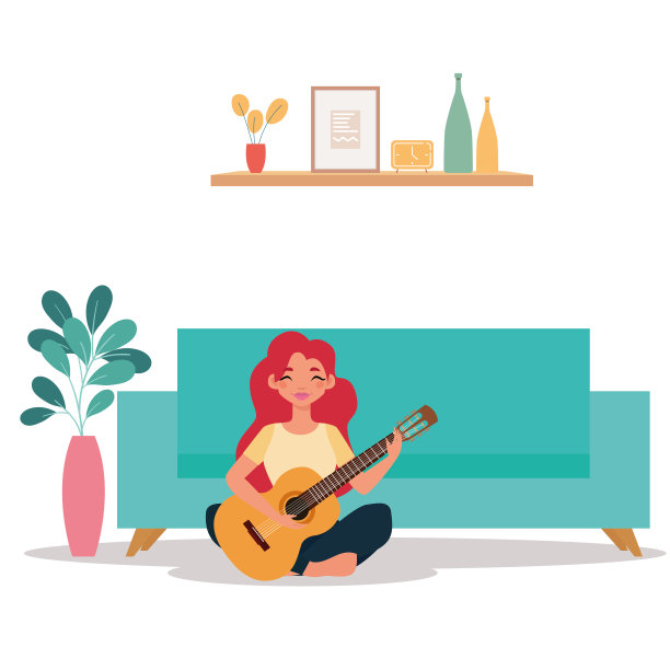 女孩吉他hygge风格图片下载