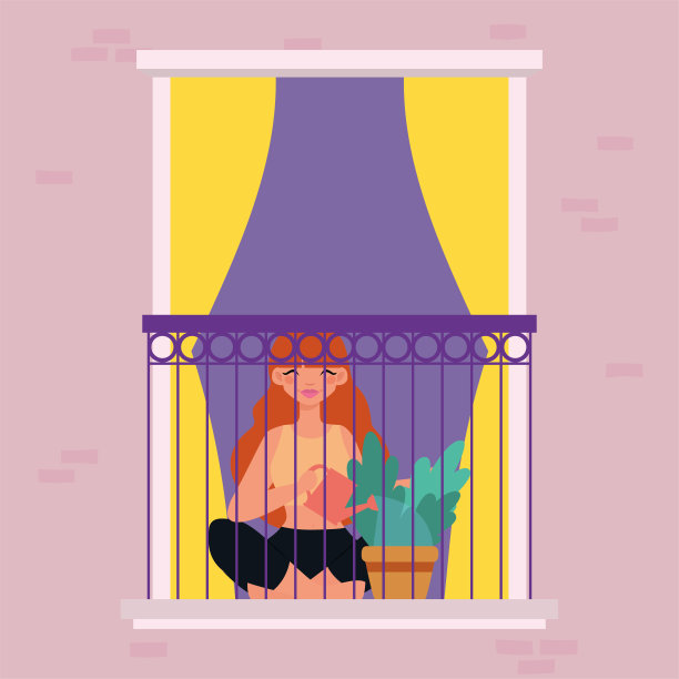 阳台上的女孩图片下载