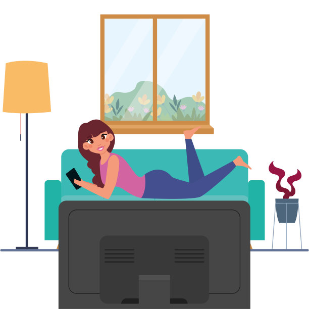 女人以舒适的方式看电视新闻图片下载