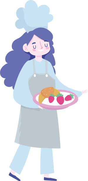 待在家里的女厨师，用托盘装着食物图片下载