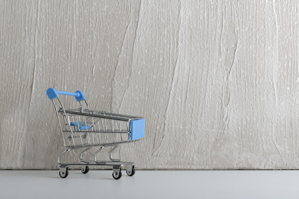 小手推车在灯光背景。购物车。本空间图片下载