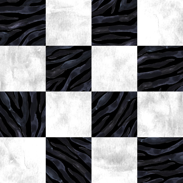 黑白格子斑纹无缝纹理。水彩手绘象棋图案图片下载