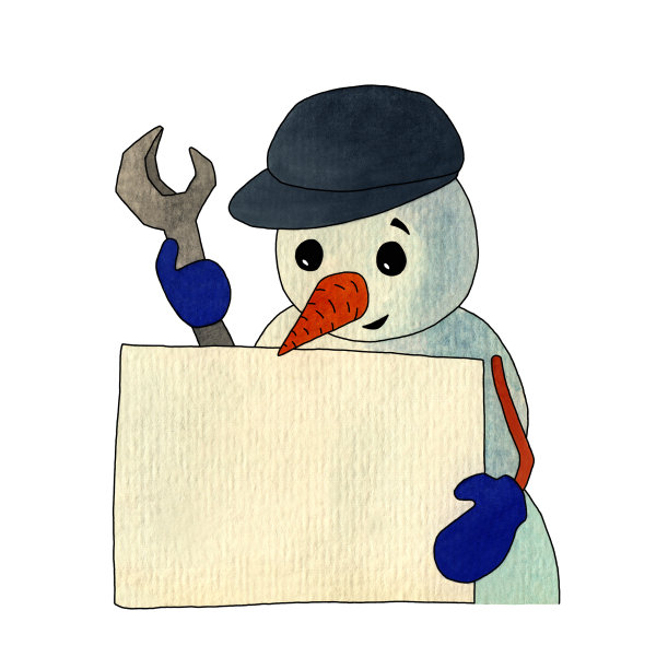 有扳手和铭牌的雪人图片下载