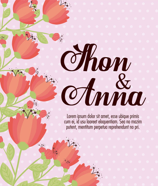 贺卡与鲜花红色婚礼图片下载