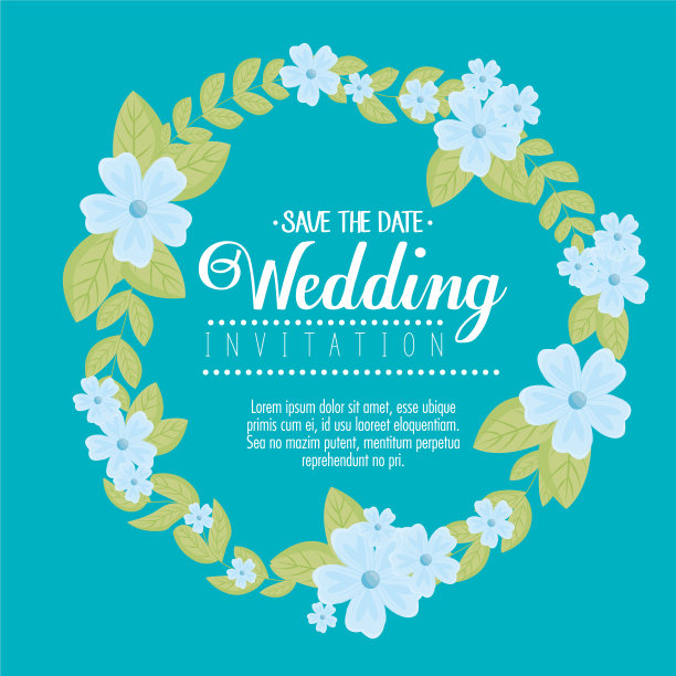 贺卡与框架圆形花蓝色图片下载