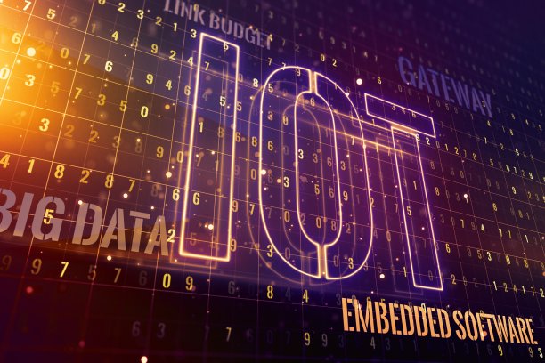 创意物联网暗背景插图，未来技术概念。三维渲染图片下载