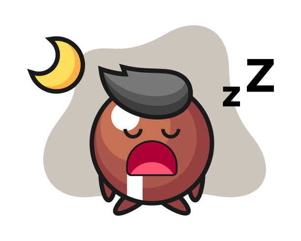 巧克力球卡通晚上睡觉图片下载