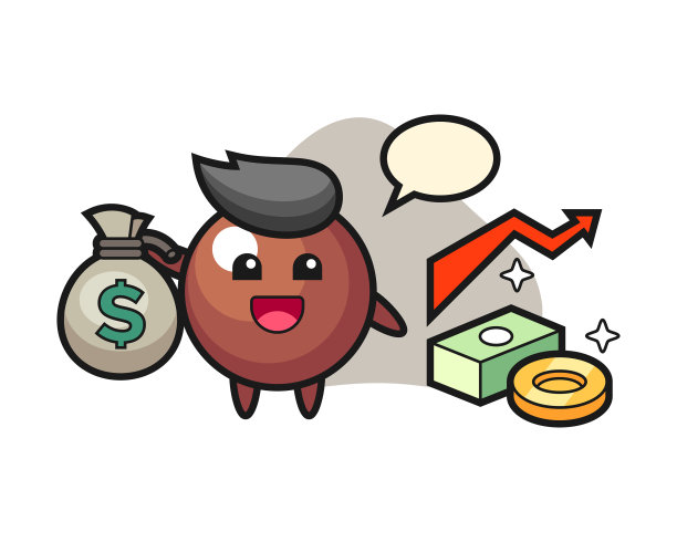 巧克力球卡通拿着钱袋图片下载