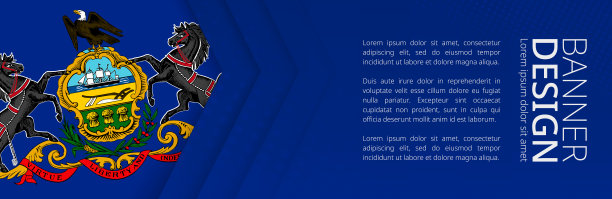 横幅模板与旗帜的美国宾夕法尼亚州为广告旅行，商务和其他。图片下载