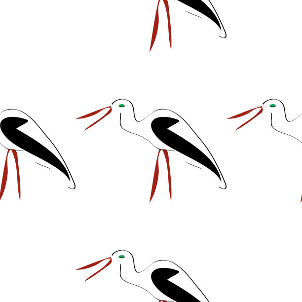 无缝图案与白鹳图片下载