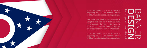 横幅模板与美国俄亥俄州的旗帜为广告旅行，商务和其他。图片下载