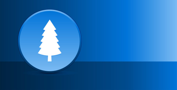 常绿针叶树图标玻璃现代蓝色按钮抽象背景图片下载
