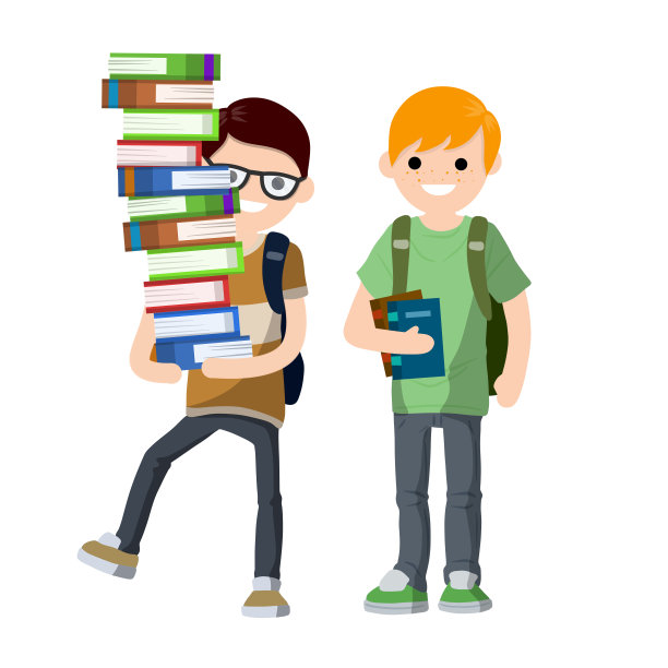 年轻的学生拿着书和背包。男孩和男人在学校图片下载