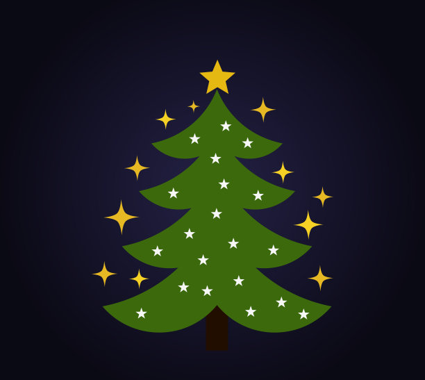 闪亮的圣诞树用闪烁的星星装饰。图片下载