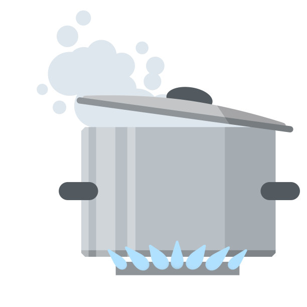 平底锅。灰色的钢厨具。灰色的蒸汽和烟雾。图片下载