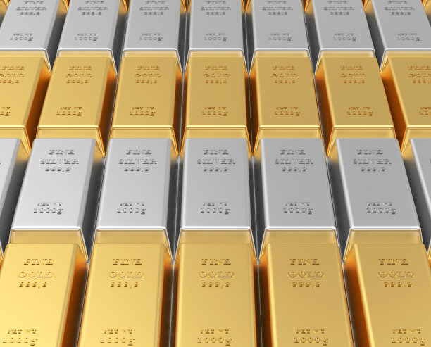 金条和银条是横条叠在一起的。图片下载
