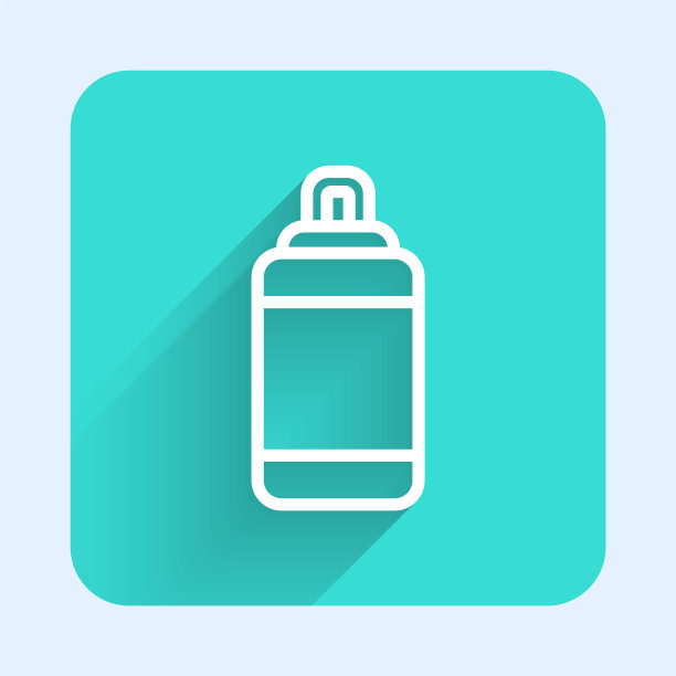 白线沙袋图标孤立与长阴影。绿色广场按钮。向量图片下载