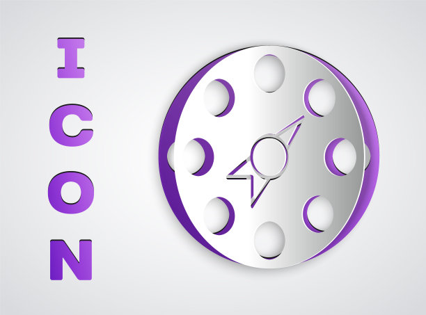 剪纸扭扭经典派对游戏图标孤立在灰色背景。纸艺术风格。向量图片下载