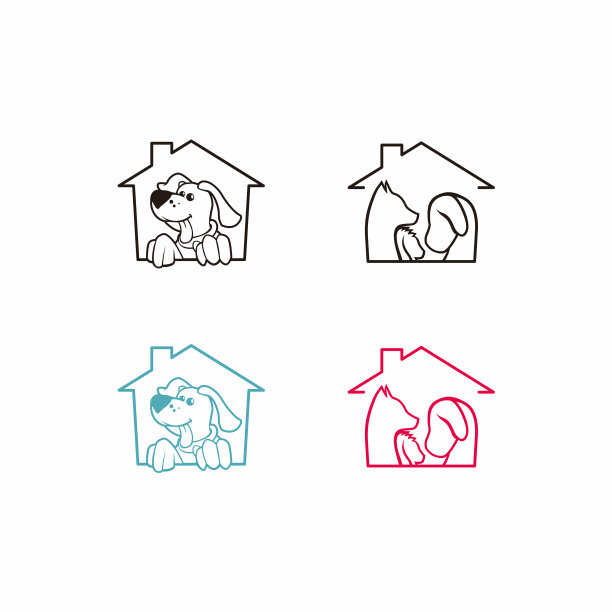 狗屋简单线条艺术标志图片下载