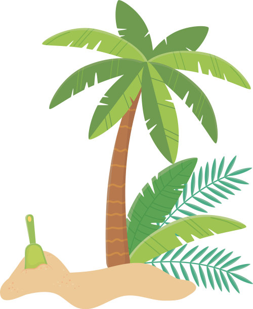 夏季旅游度假沙铲棕榈树图片下载