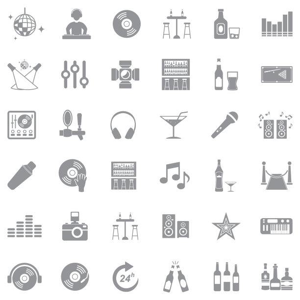 夜总会图标。灰色的平面设计。矢量插图。图片下载