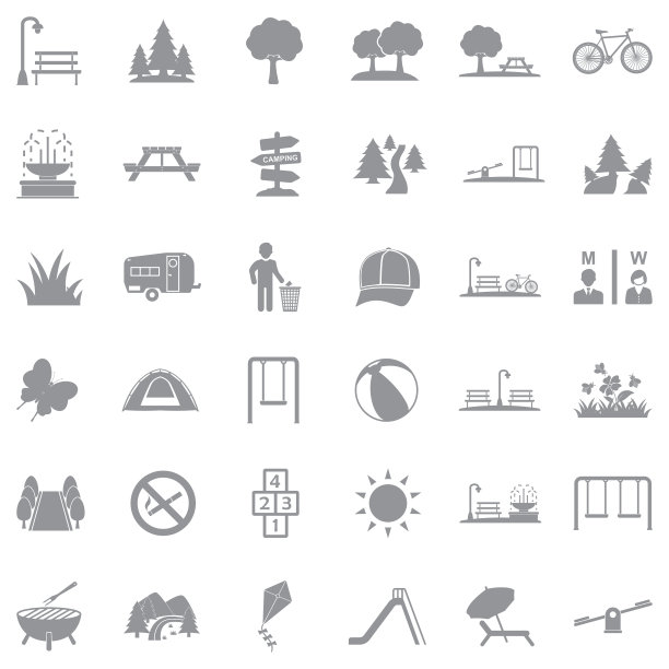 公园和户外的标志。灰色的平面设计。矢量插图。图片下载