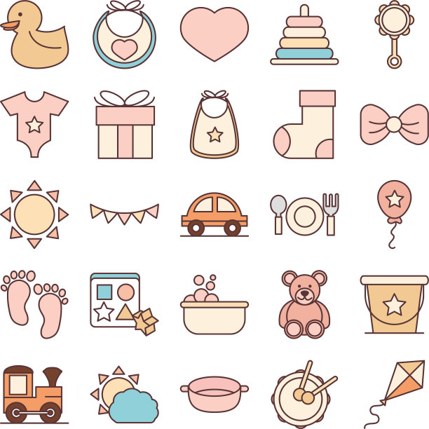 喂养玩具和衣服欢迎新生儿图片下载